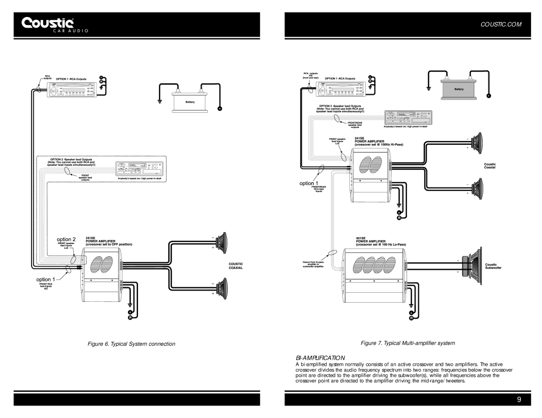 Coustic 401SE, 601SE, 241SE owner manual Bi-Amplification, Typical Multi-amplifier system 