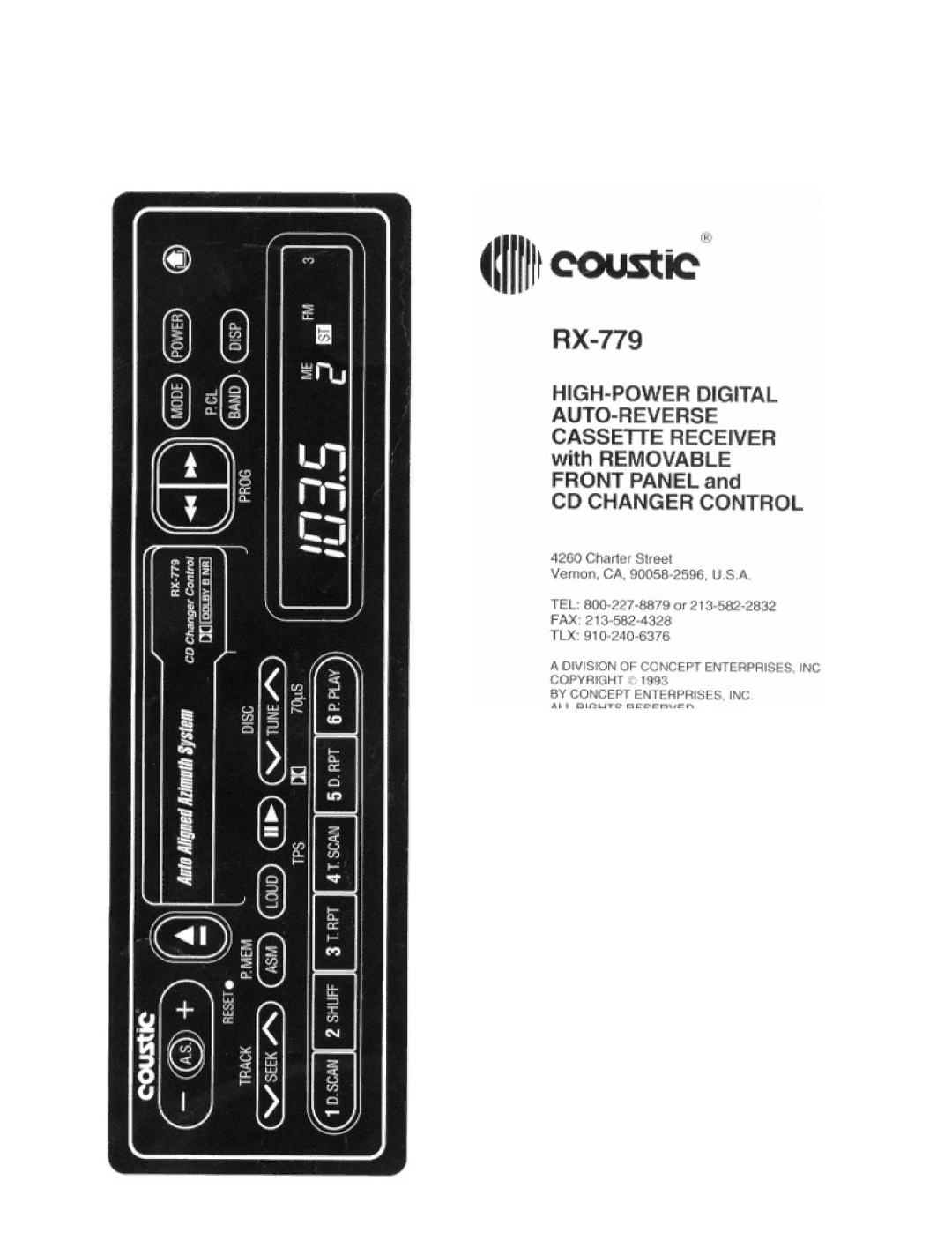 Coustic RX-779 manual 