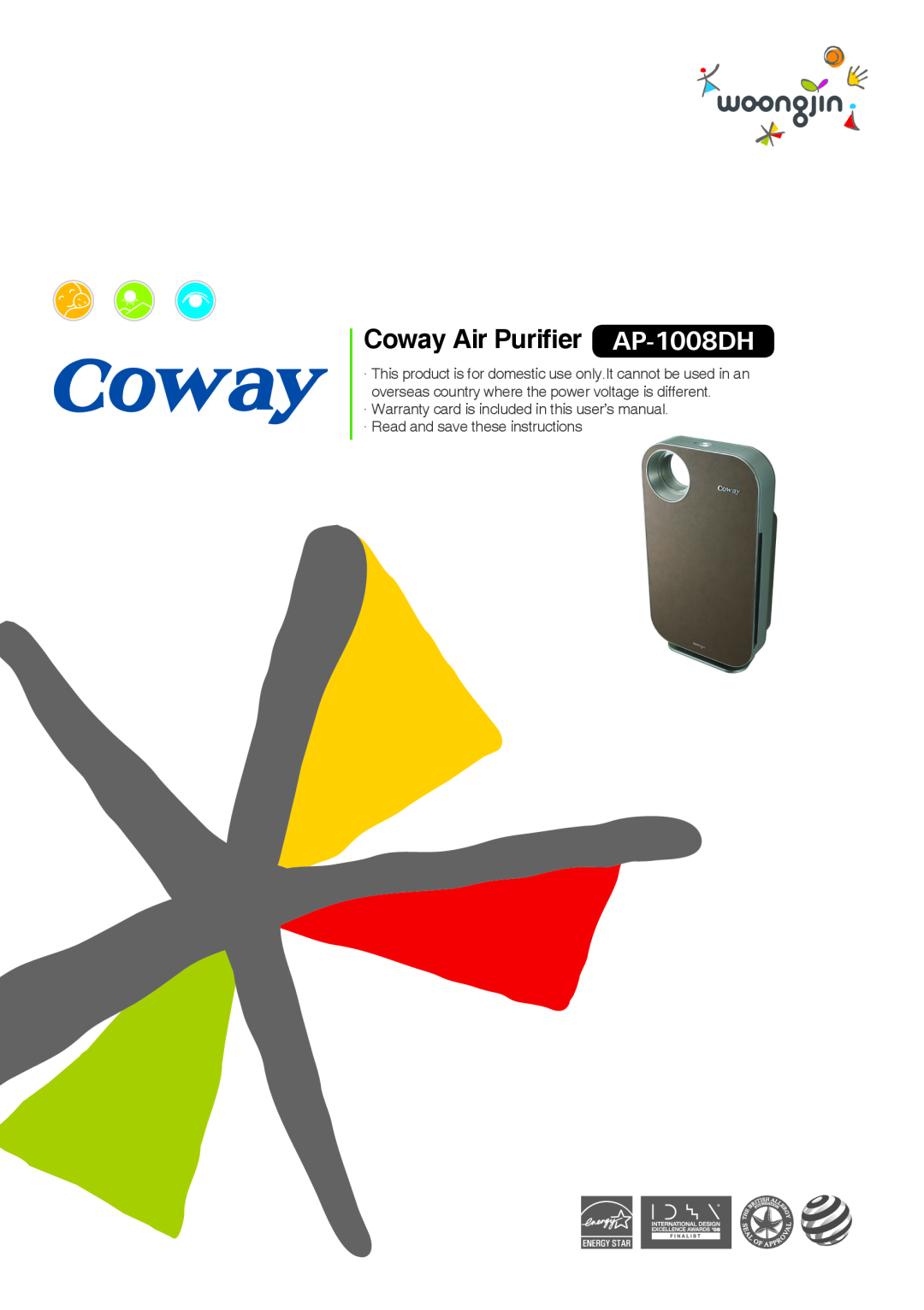 Coway warranty Coway Air Purifier AP-1008DH, ·Read and save these instructions 