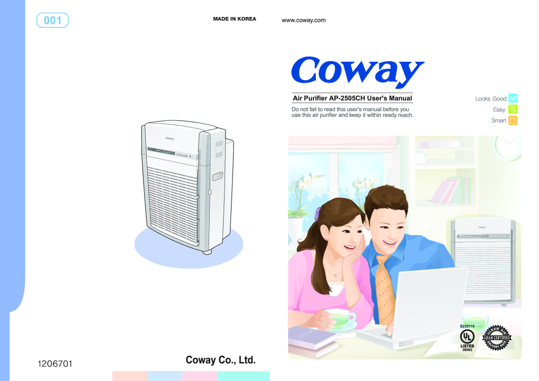 Coway AP-2505CH manual Made in Korea 