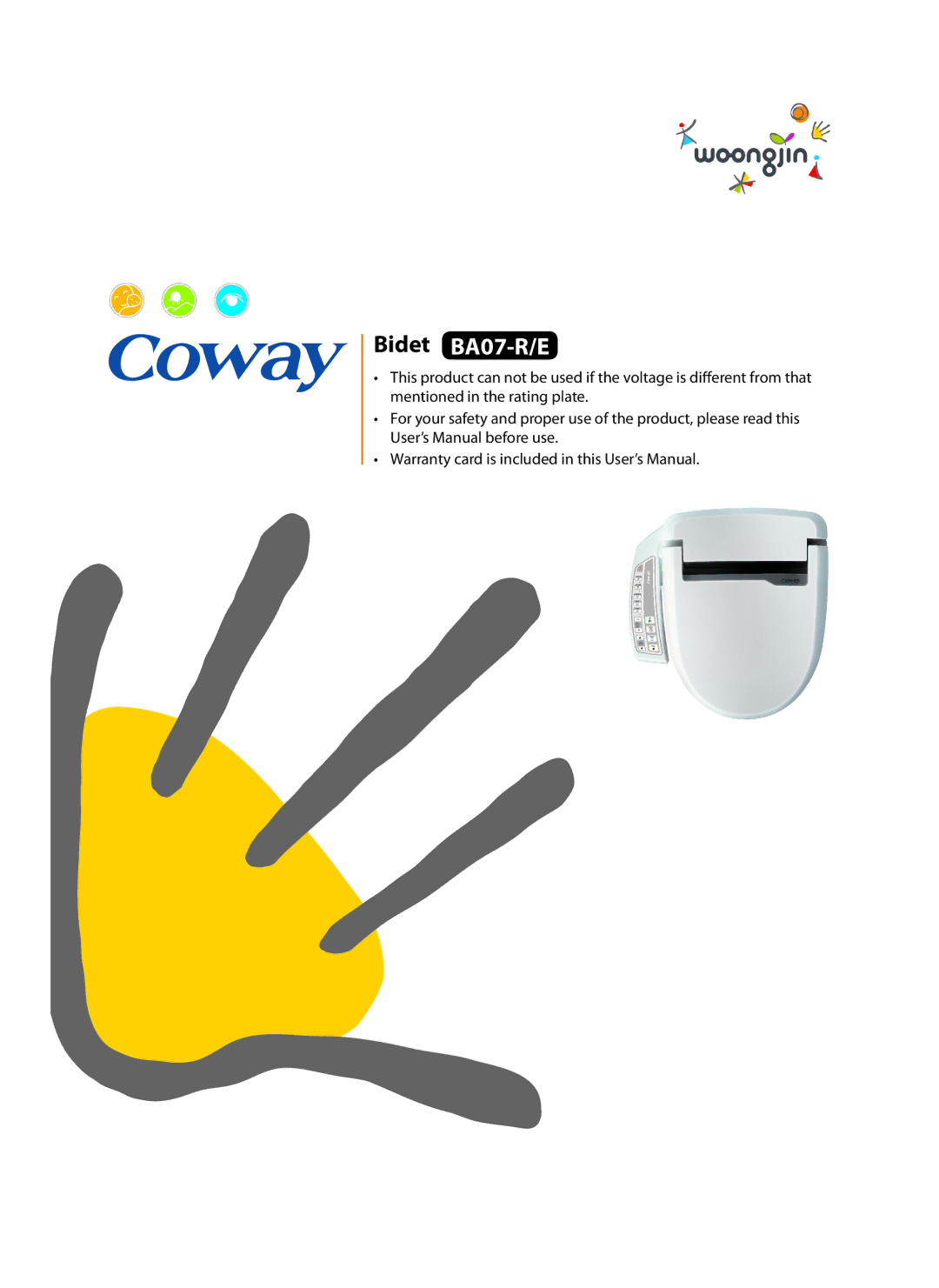 Coway BA07-E user manual Bidet BA07-R/E 