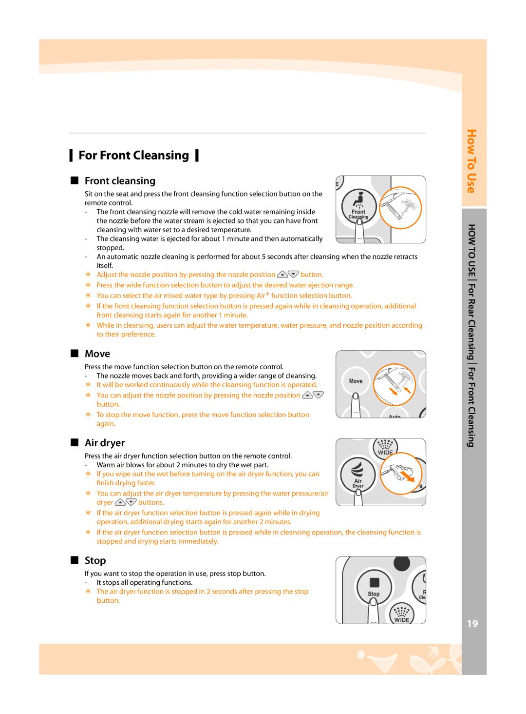 Coway BA08-AE, BA08-AR warranty For Front Cleansing,  Front cleansing 