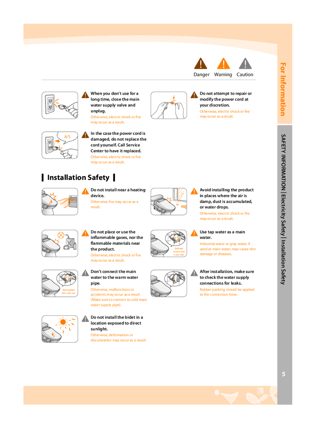 Coway BA08-AE, BA08-AR warranty Installation Safety 