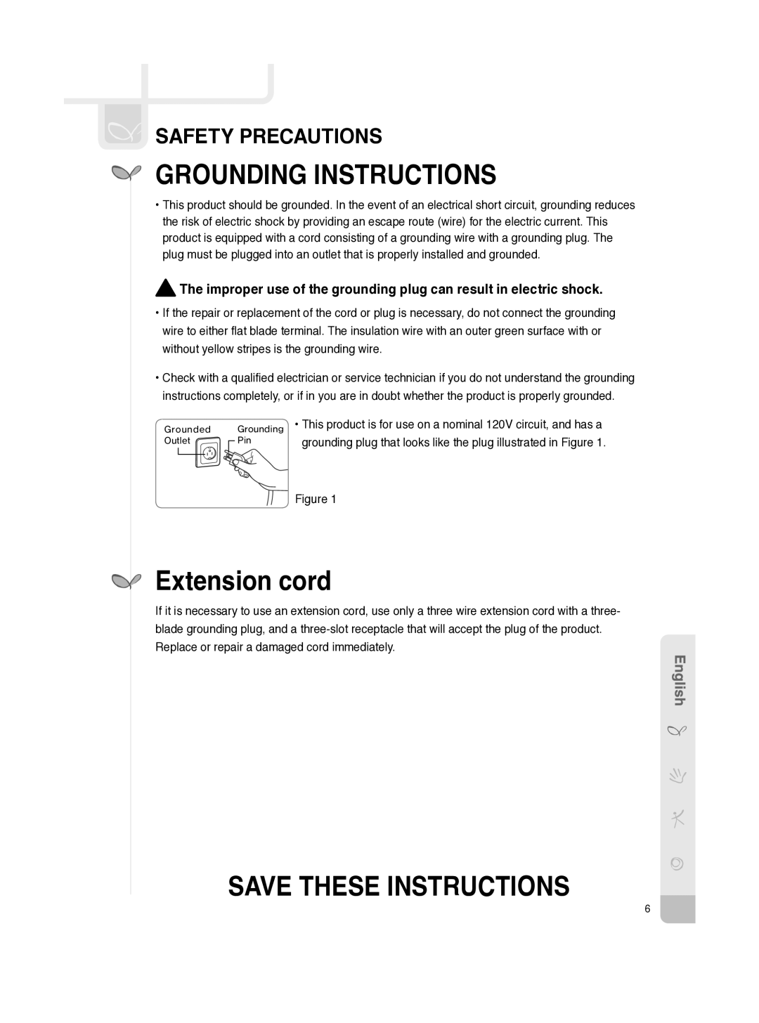 Coway BA13-AR, BA13-BE, BA13-AE, BA13-BR manual Grounding Instructions 