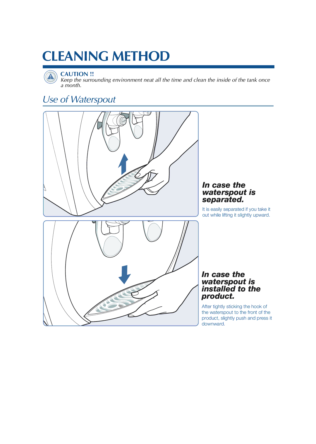 Coway CHP-01BU, CHP-01BR, CHP-01BL manual Cleaning Method, Use of Waterspout 