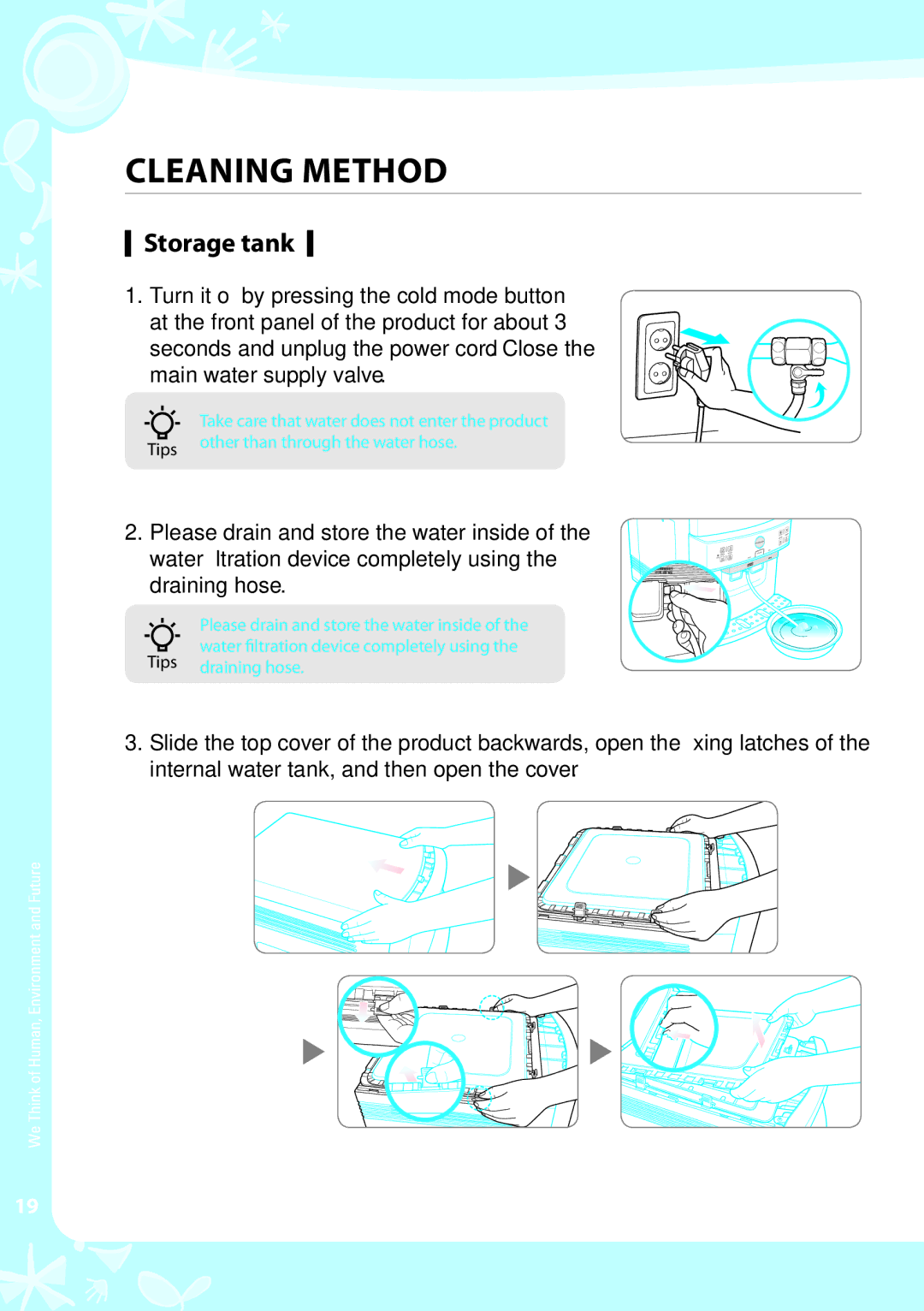 Coway CPE-06ALW, CPE-06ALB warranty Cleaning Method, Storage tank 