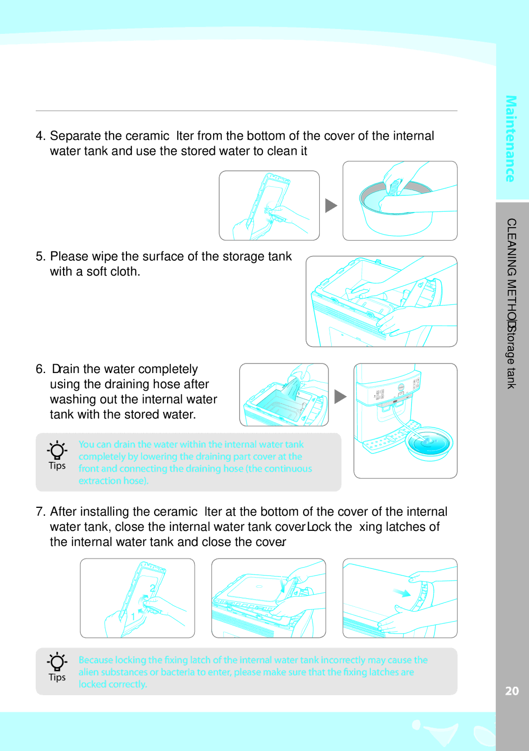 Coway CPE-06ALB, CPE-06ALW warranty MMaintenanceETHO ING Lcean Storage tank 