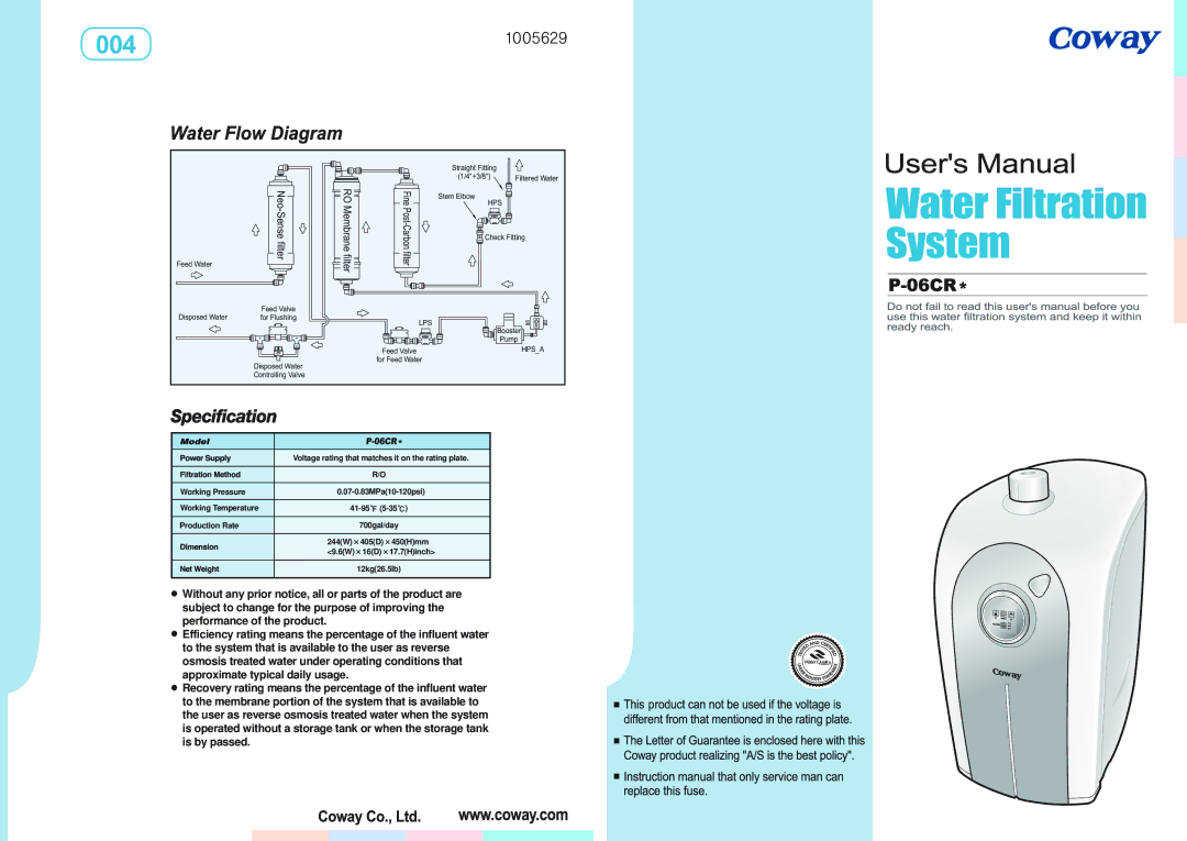 Coway P-06CR manual 004 