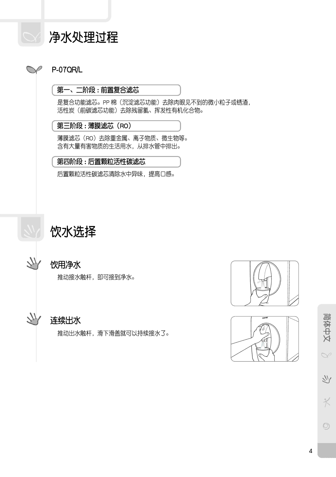 Coway P-07QL, P-07QU, P-07QR manual 