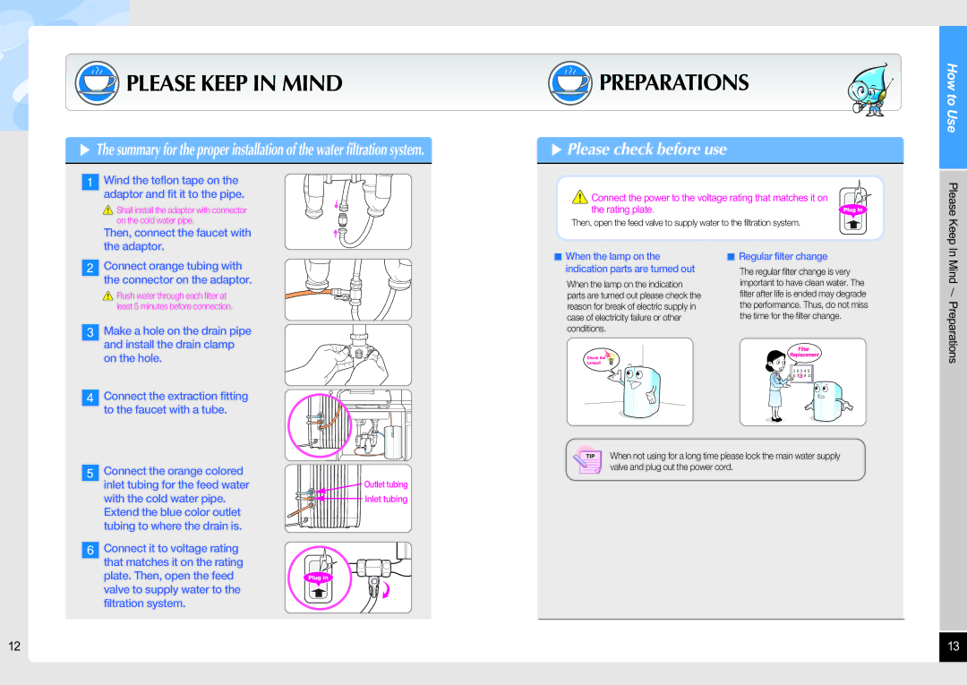 Coway P-07RV, P-07UV, P-07FUV, P-07FRV user manual Please Keep in Mind, Preparations, Please check before use 