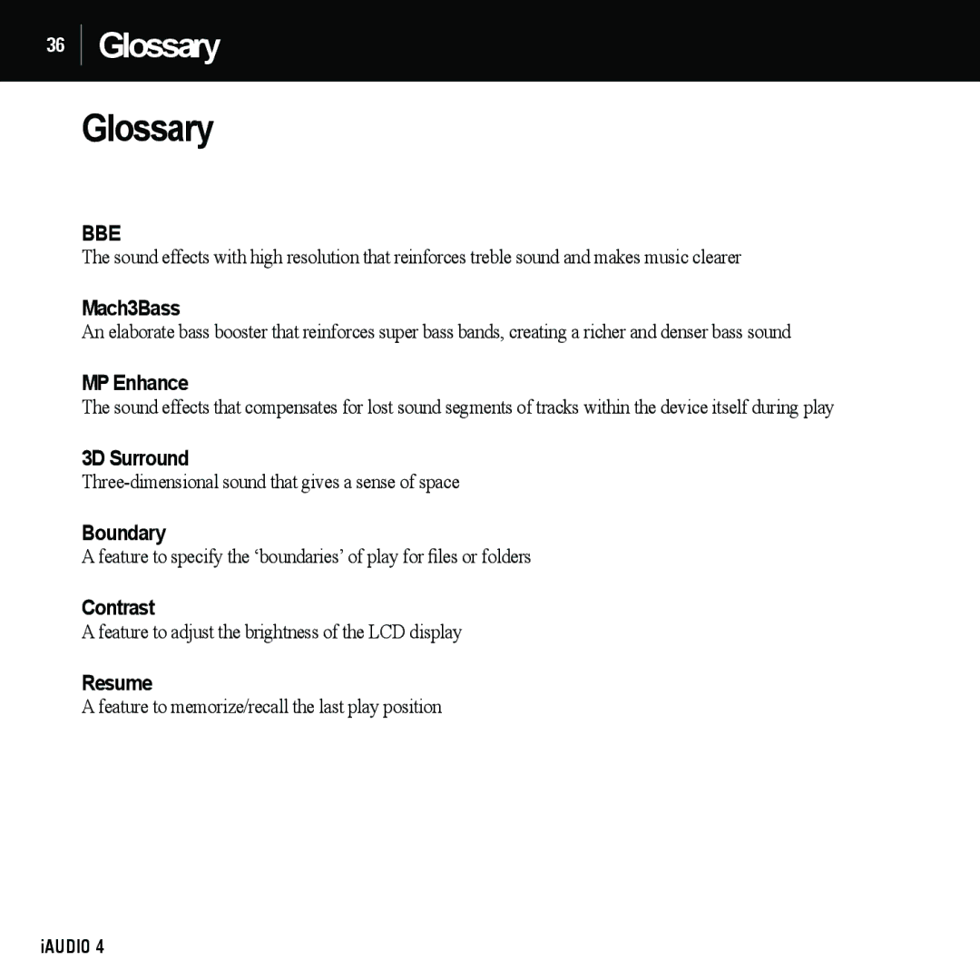 Cowon Systems 4 manual Glossary 