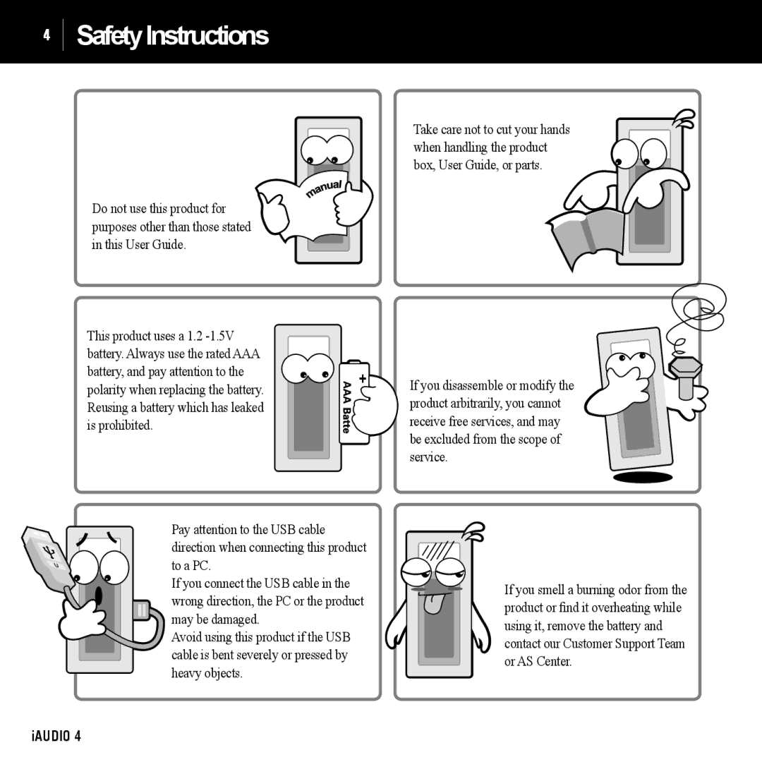 Cowon Systems 4 manual SafetyInstructions 