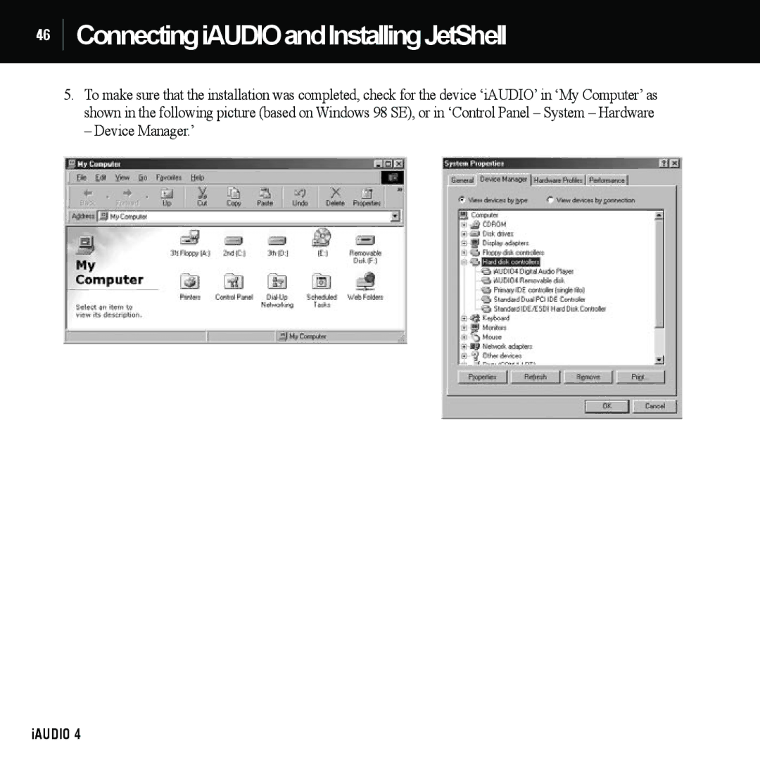 Cowon Systems 4 manual ConnectingiAUDIOandInstallingJetShell 