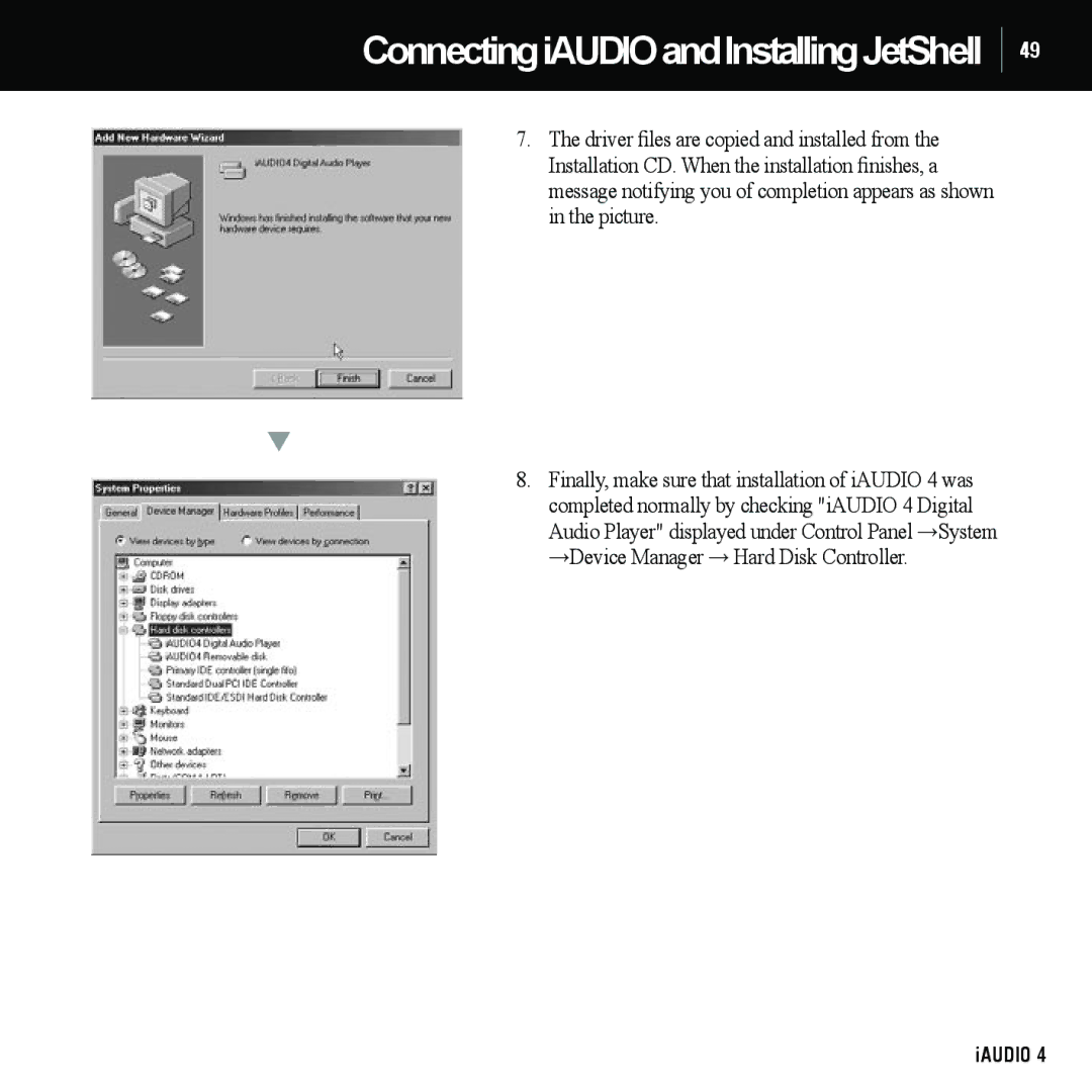 Cowon Systems 4 manual ConnectingiAUDIOandInstallingJetShell 