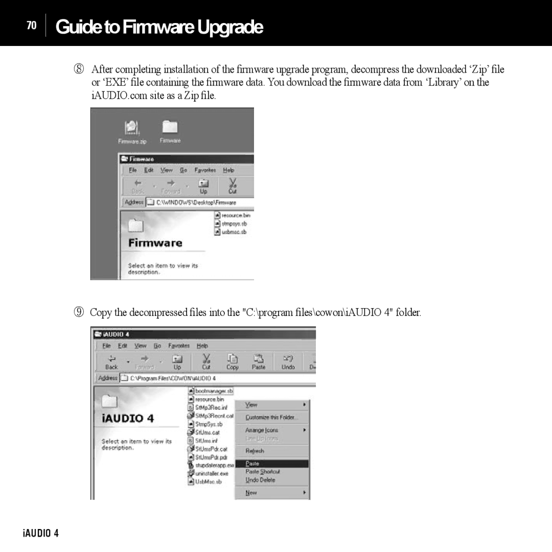 Cowon Systems 4 manual GuidetoFirmwareUpgrade 