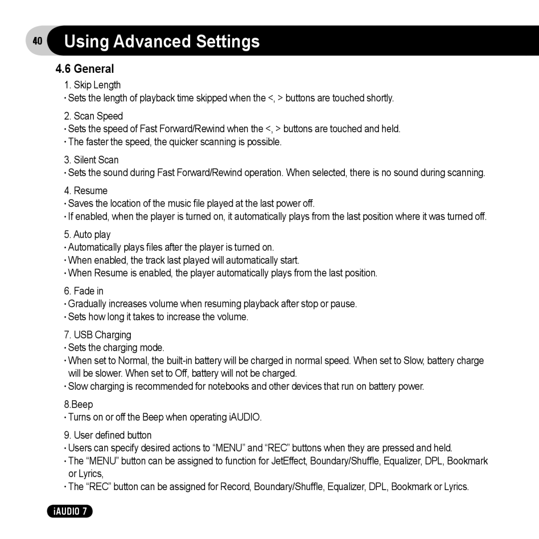 Cowon Systems 7 user manual General 