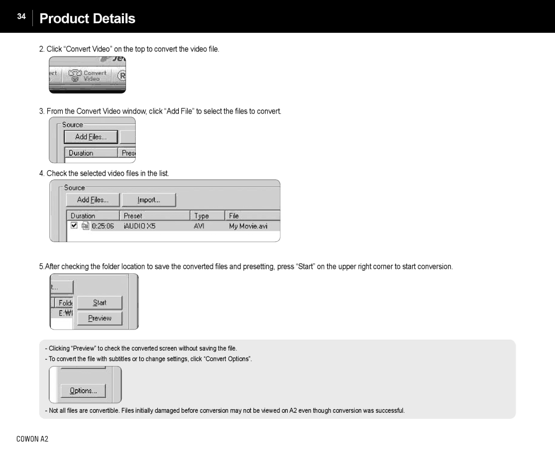 Cowon Systems A2 manual Product Details 