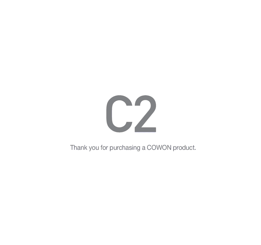 Cowon Systems C2 manual Thank you for purchasing a Cowon product 