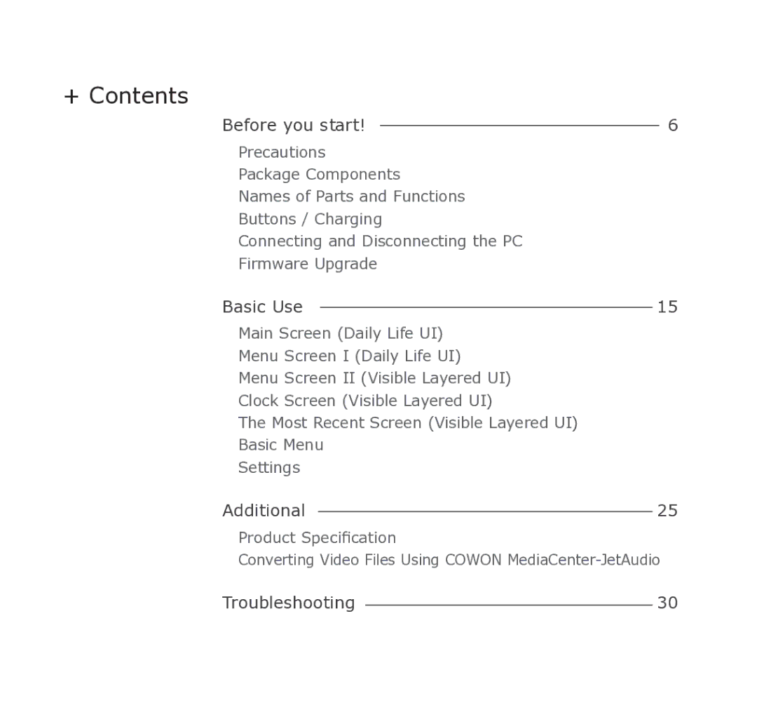 Cowon Systems C2 manual + Contents 