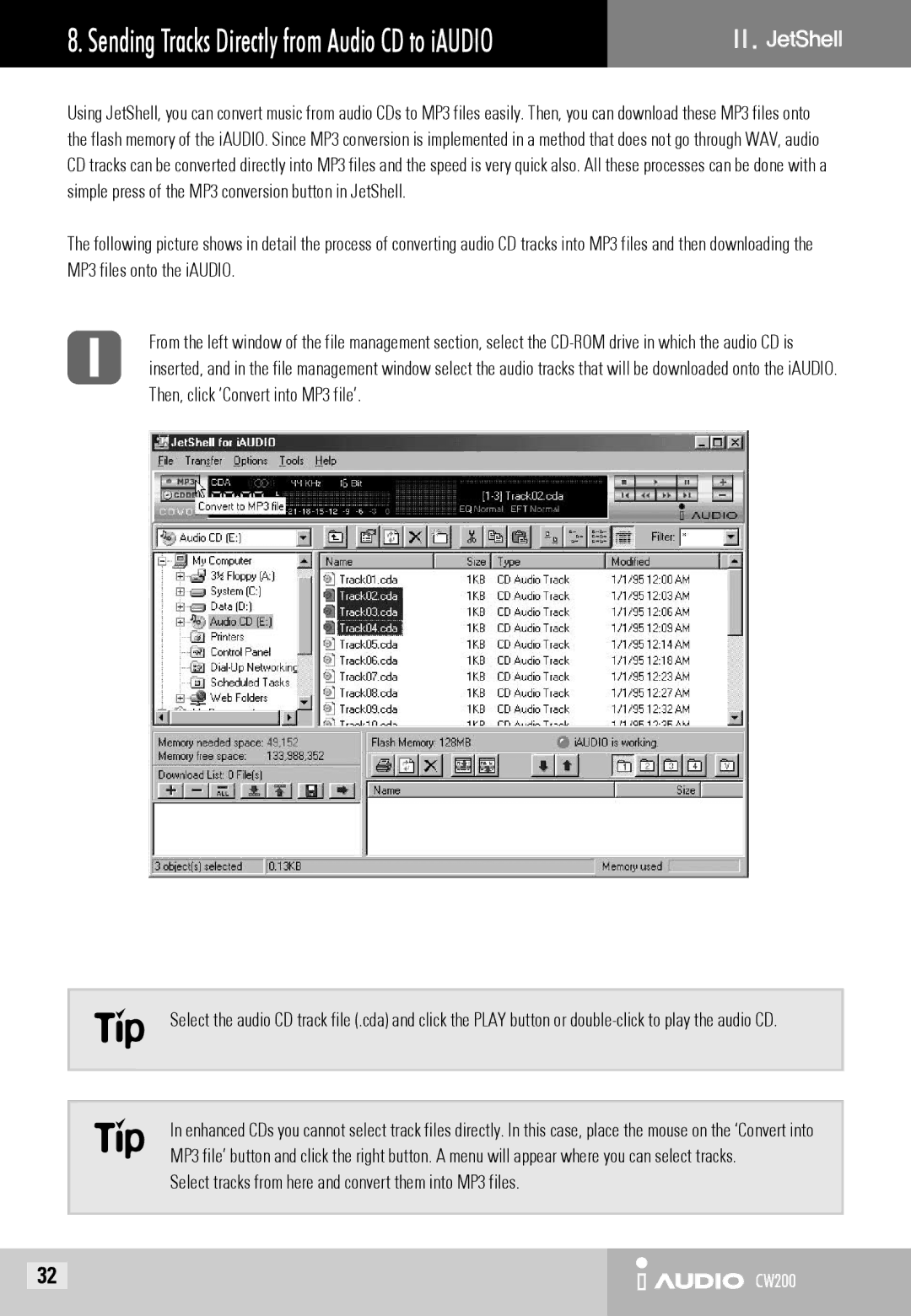 Cowon Systems CW200 user manual Sending Tracks Directly from Audio CD to iAUDIO 