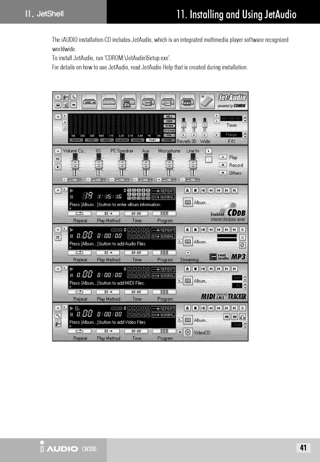 Cowon Systems CW200 user manual Installing and Using JetAudio 