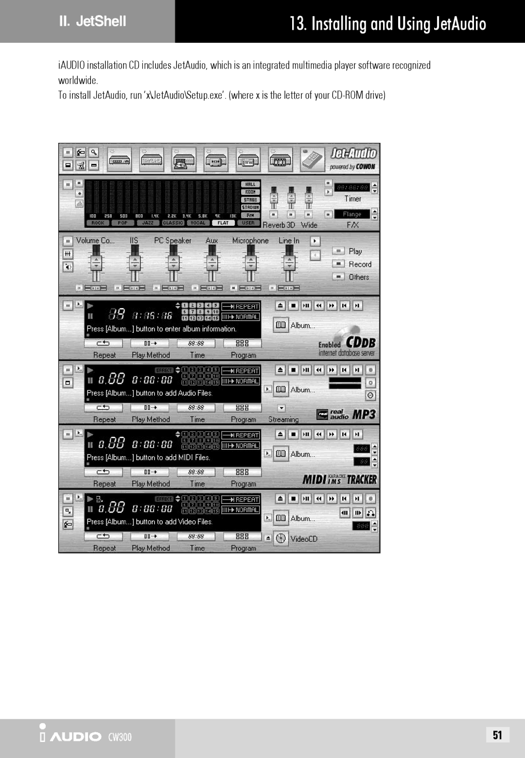 Cowon Systems CW300 user manual II. JetShell Installing and Using JetAudio 