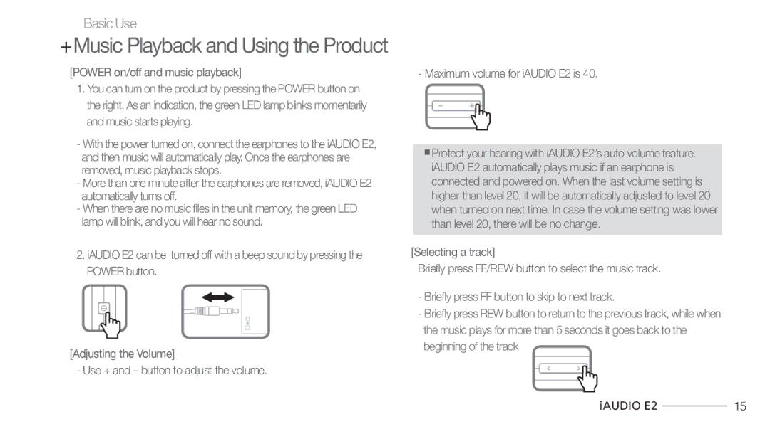 Cowon Systems E2 manual +Music Playback and Using the Product 