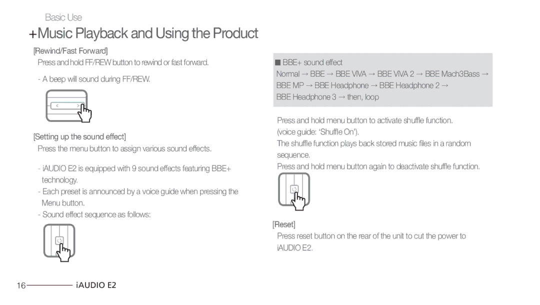 Cowon Systems E2 manual +Music Playback and Using the Product 