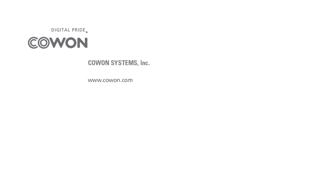 Cowon Systems E2 manual Cowon SYSTEMS, lnc 