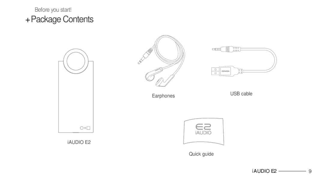 Cowon Systems E2 manual +Package Contents 