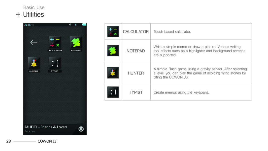 Cowon Systems J3 manual + Utilities, Calculator 