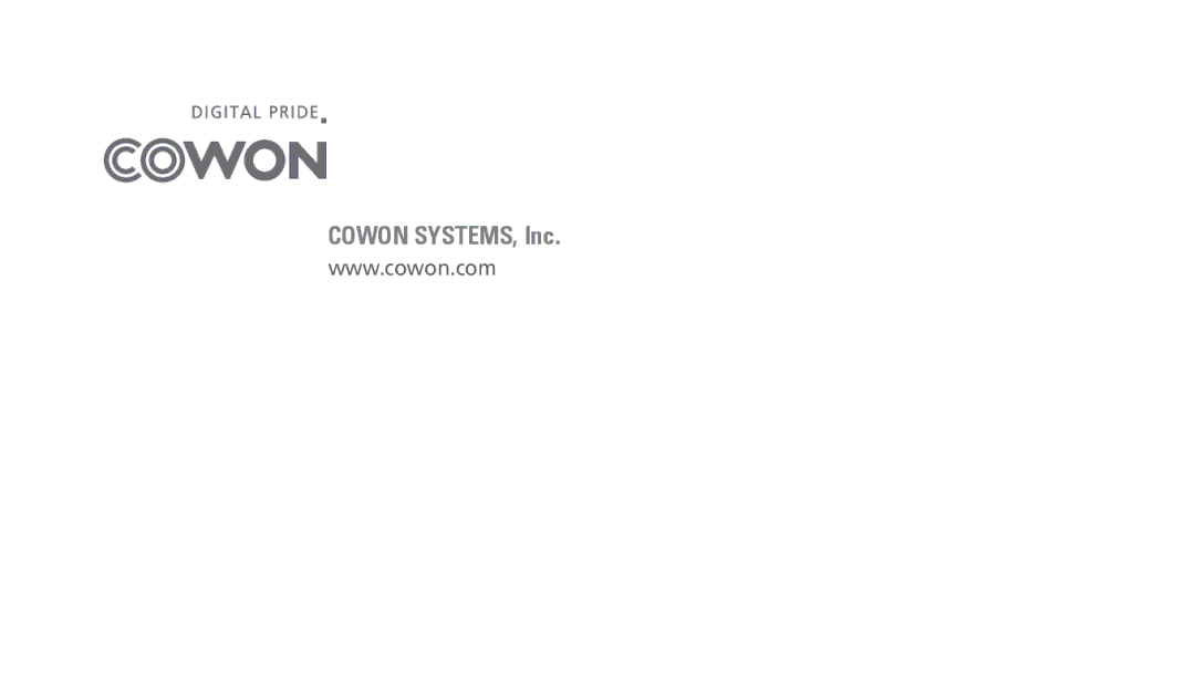 Cowon Systems J3 manual Cowon SYSTEMS, lnc 