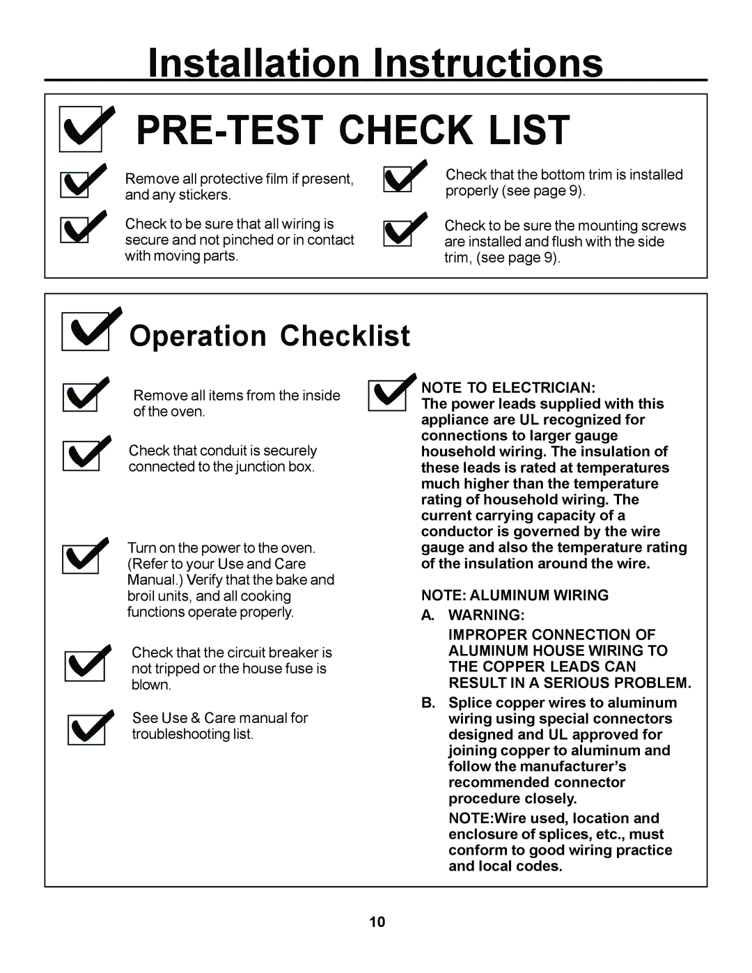 Cowon Systems JKP85 installation instructions PRE-TEST Check List, Operation Checklist 