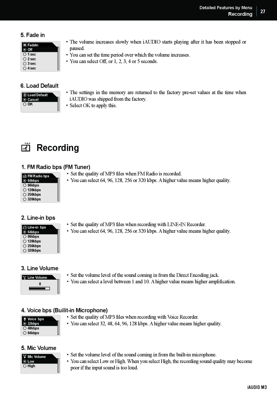 Cowon Systems M3 manual Recording 