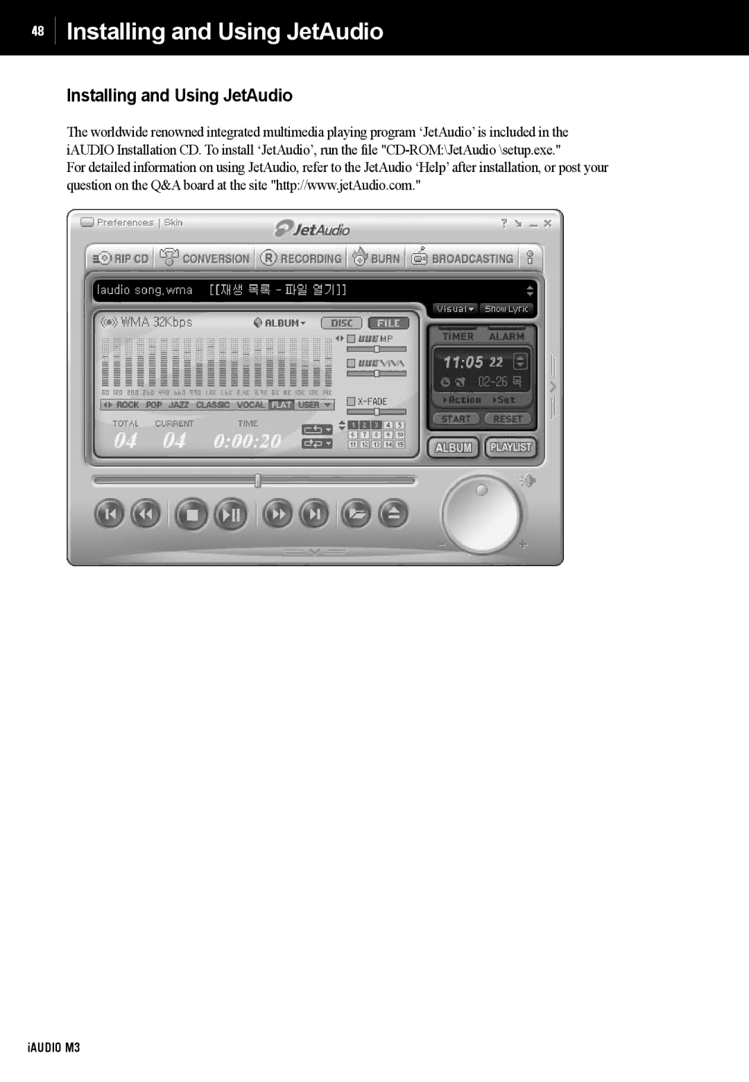 Cowon Systems M3 manual Installing and Using JetAudio 