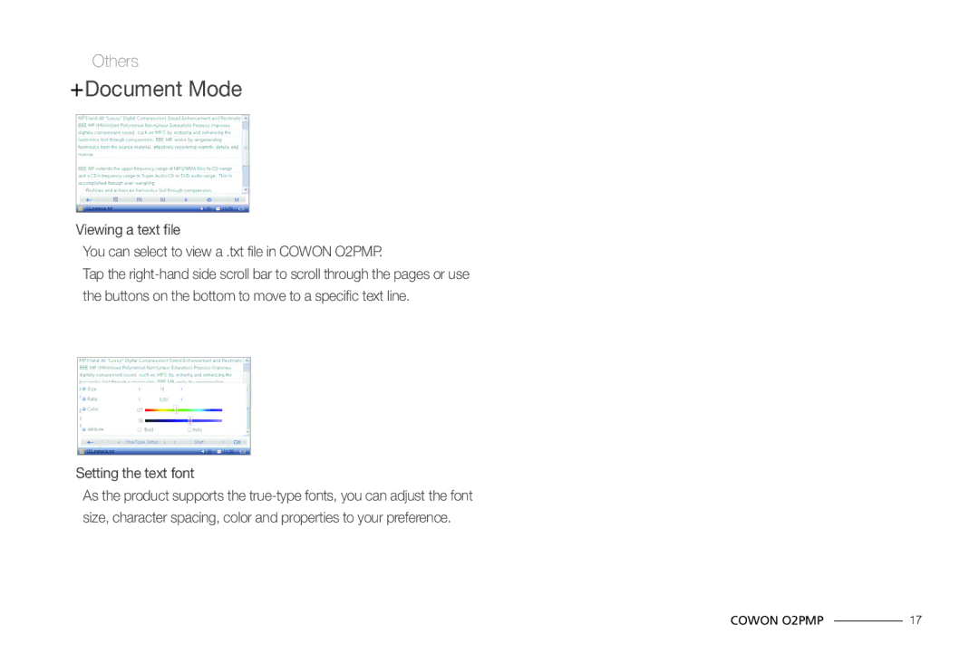 Cowon Systems O2PMP manual +Document Mode 