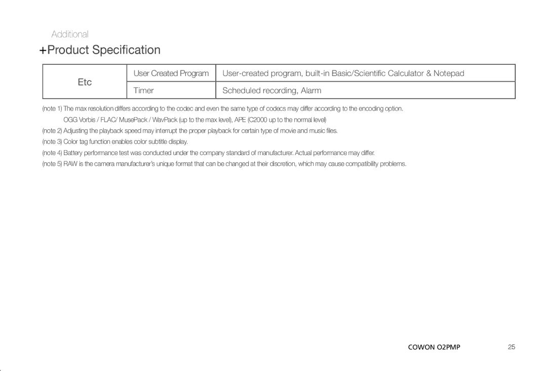 Cowon Systems O2PMP manual Etc 