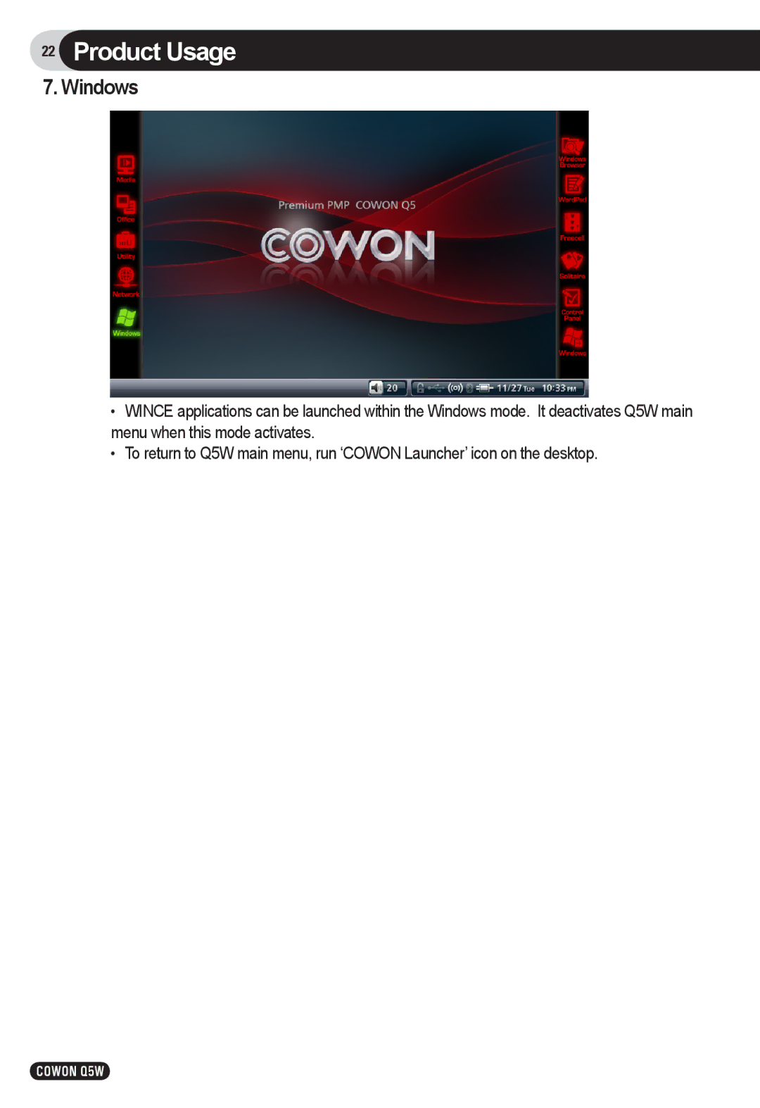 Cowon Systems Q5W user manual Windows 