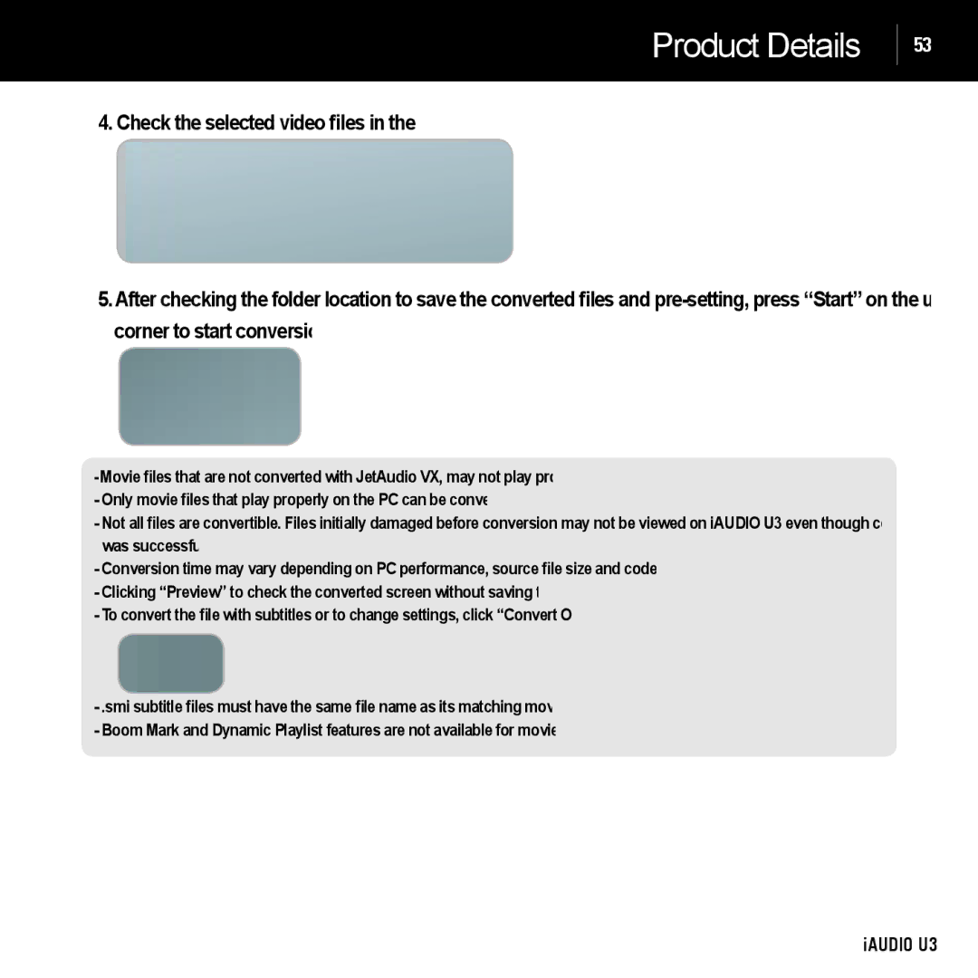 Cowon Systems U3 manual Product Details 