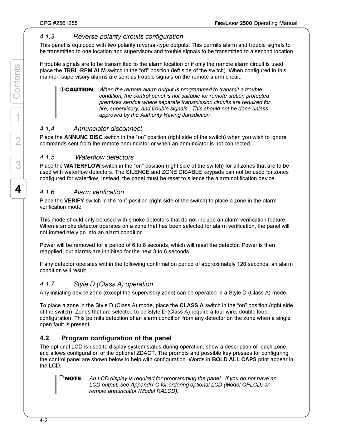 CPG CPG #2561255 manual Program configuration of the panel 