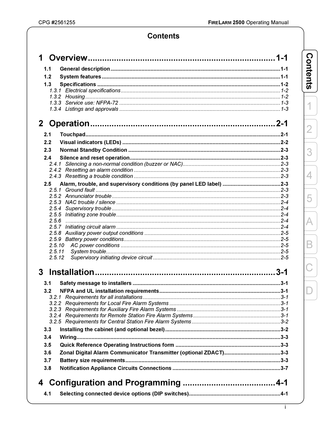 CPG manual Overview, CPG #2561255 Firelarm 2500 Operating Manual 