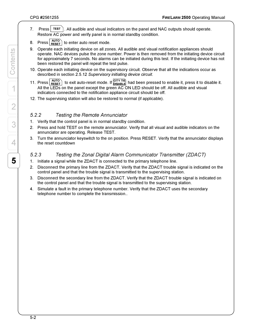 CPG CPG #2561255 manual Testing the Remote Annunciator 