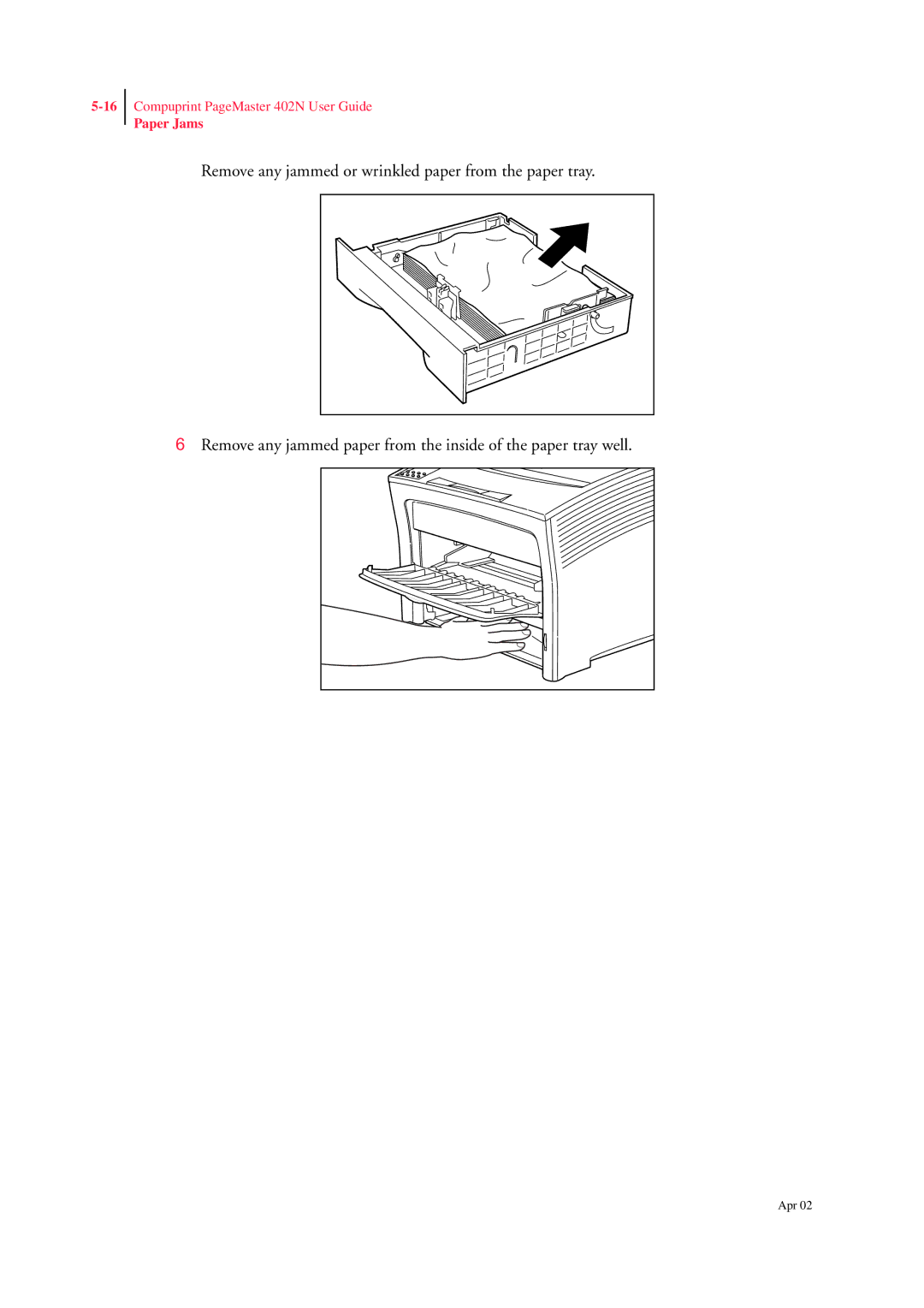 CPG PageMaster 402N manual Paper Jams 