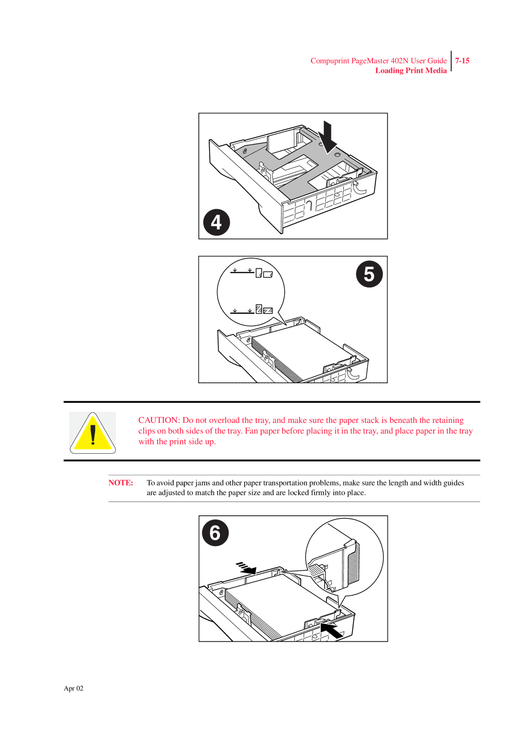 CPG PageMaster 402N manual Loading Print Media 