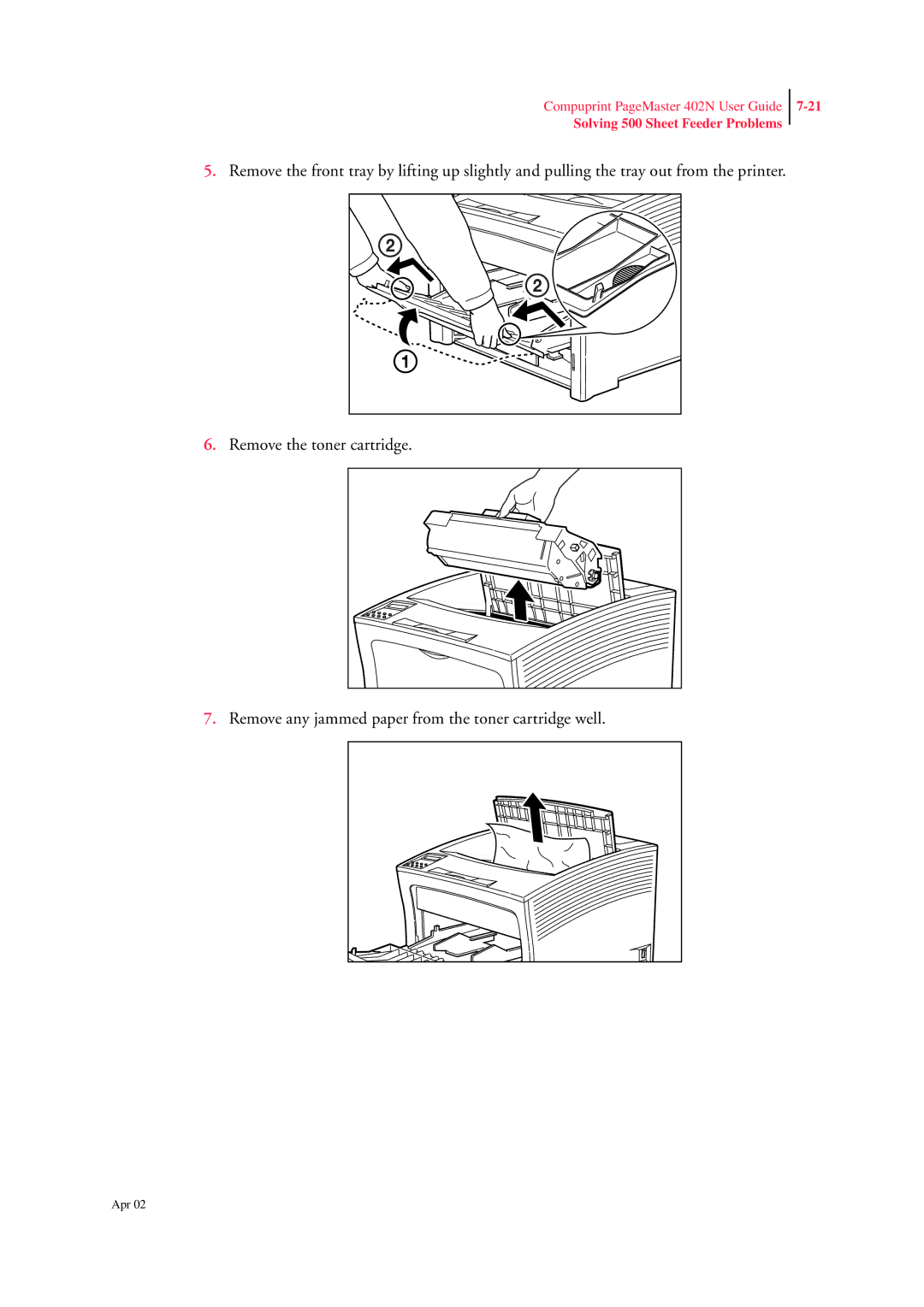 CPG PageMaster 402N manual Solving 500 Sheet Feeder Problems 