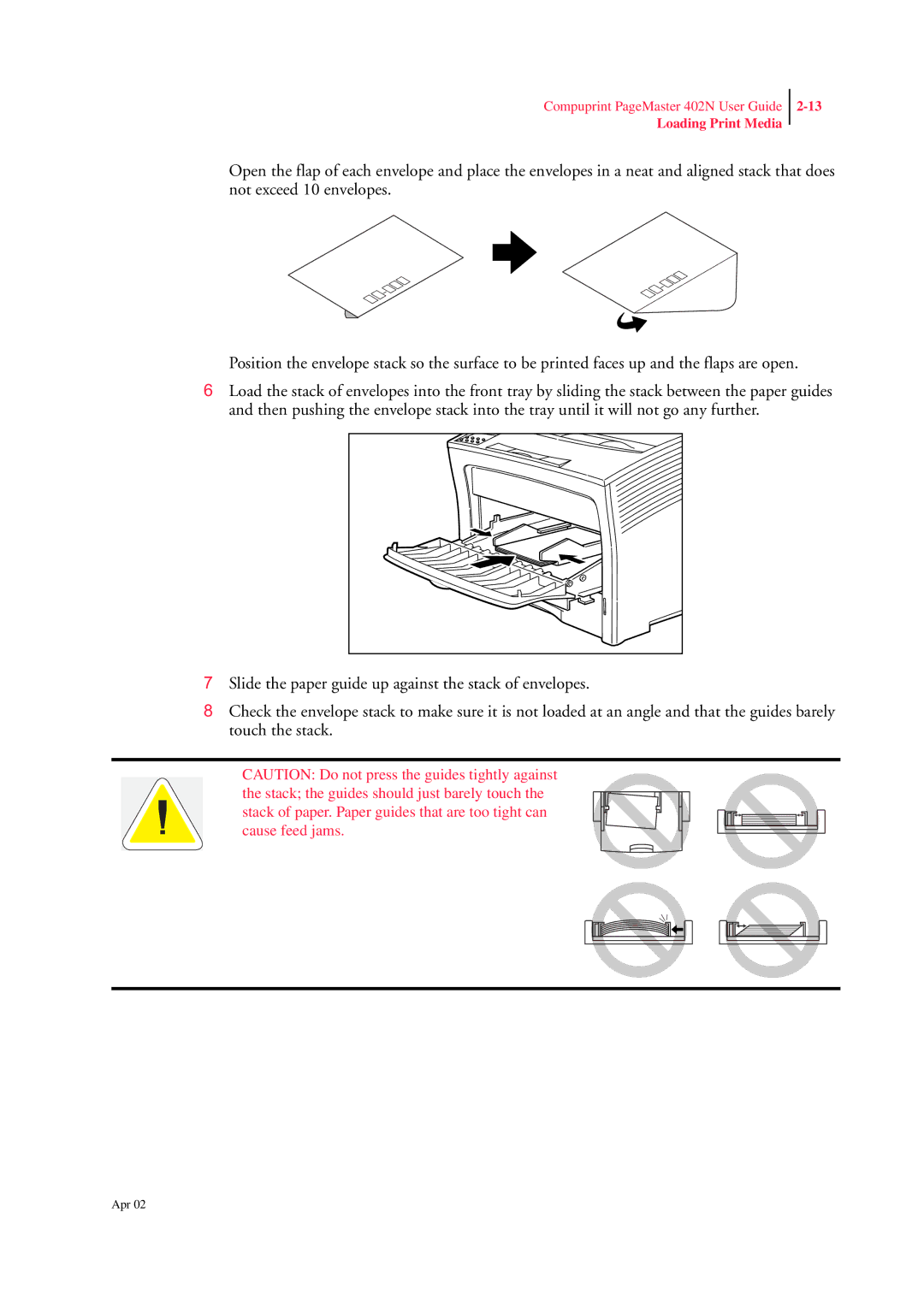 CPG PageMaster 402N manual Loading Print Media 