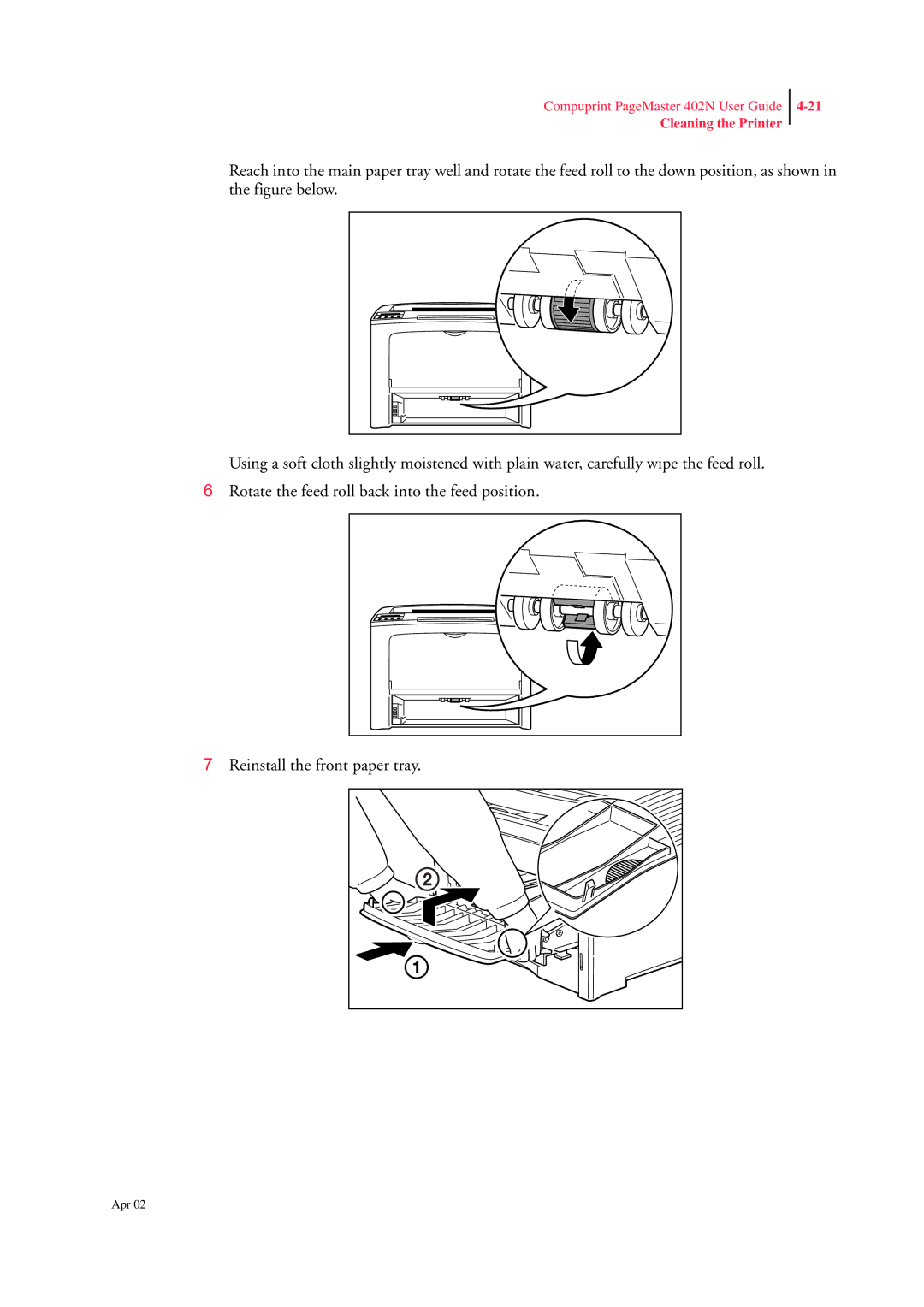 CPG PageMaster 402N manual Cleaning the Printer 