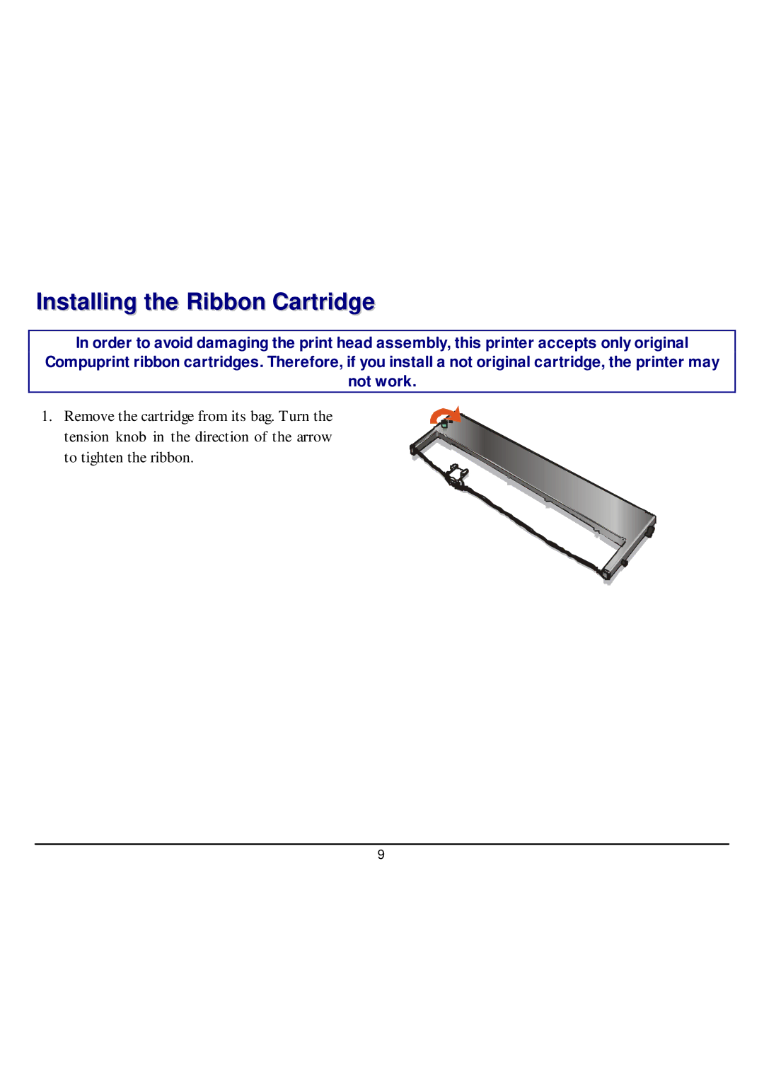 CPG SP40 manual Installing the Ribbon Cartridge 