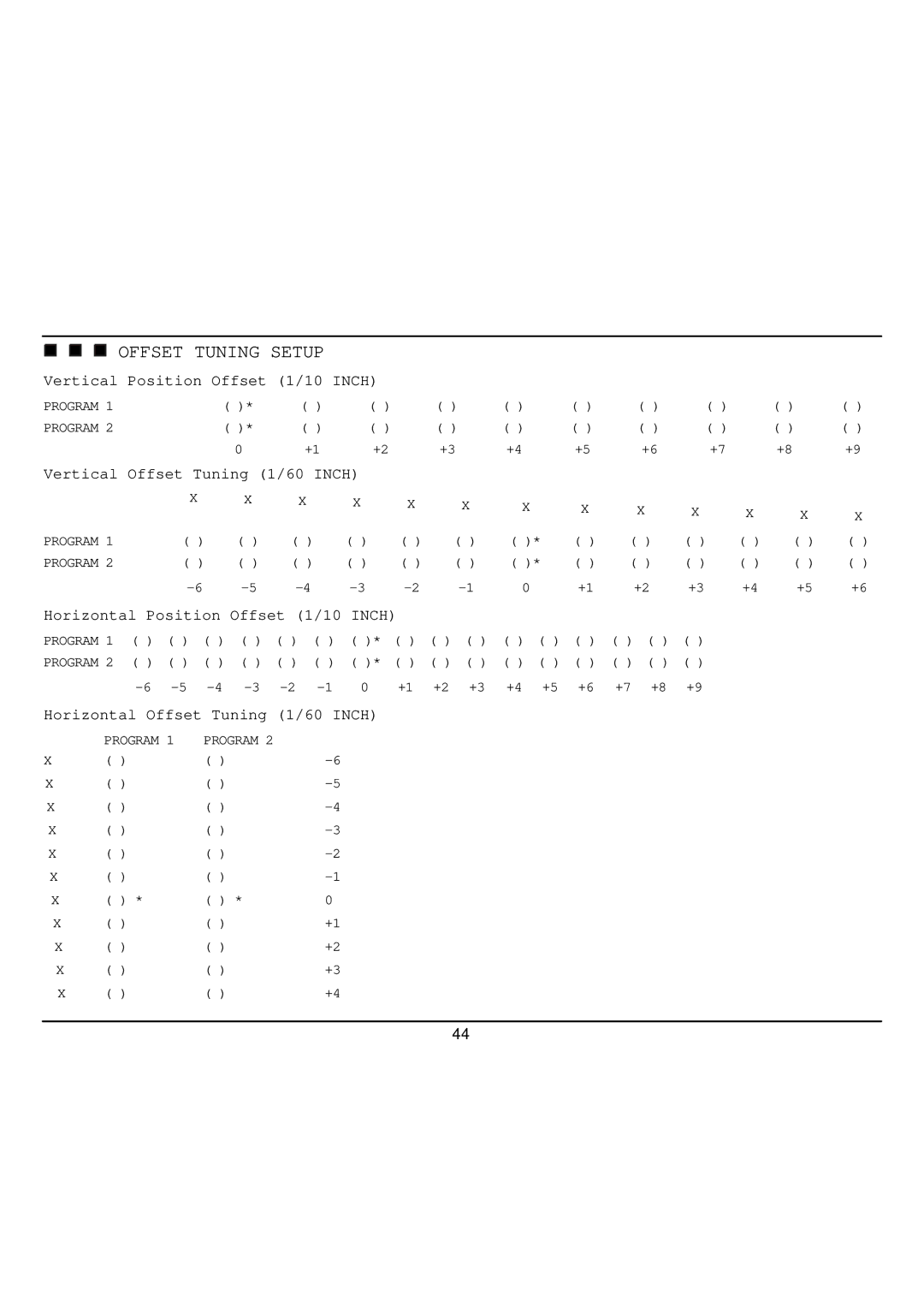 CPG SP40 manual Offset Tuning Setup 