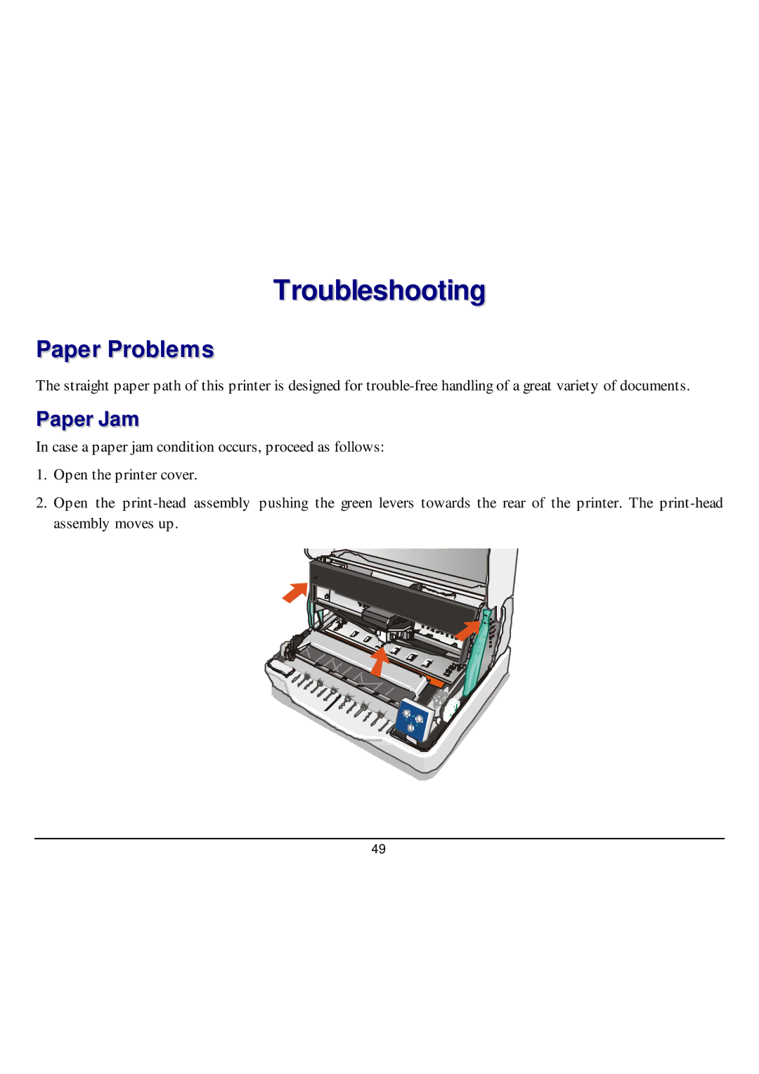 CPG SP40 manual Troubleshooting, Paper Problems 